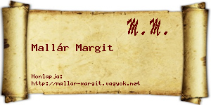 Mallár Margit névjegykártya
